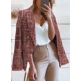 thumbnail image 5 of Womens Double Breasted Tweed Blazers Casual Long Sleeve Open Front Blazer Jackets Work Suits, 5 of 5