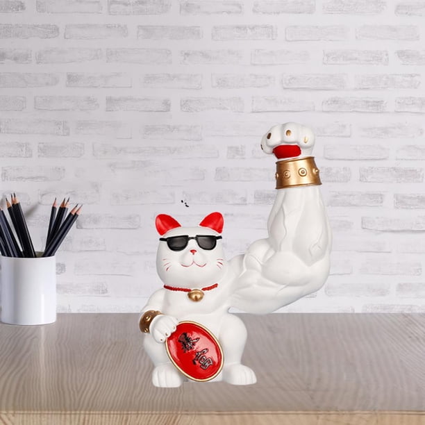 Esculturas de Estatuilla Estatuilla de Gato de Bienvenida Fuerte Decoración de Apertura de Tienda Estatuilla China de para El Hogar BLESIY Figurilla de gato