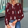 thumbnail image 4 of Cathalem Chemises à Manches Longues pour Femmes Col Rond Hauts d'Été Décontractés Tee-Shirts Basiques 2024 Vêtements Tendance, Rouge TG, 4 of 4