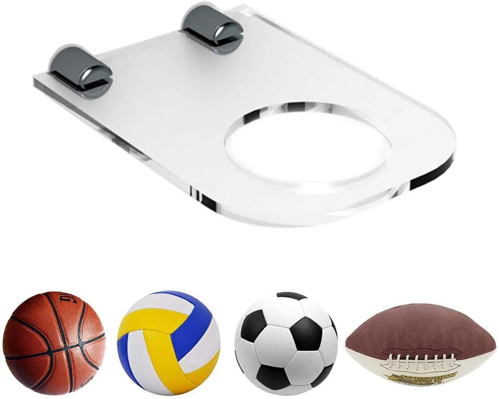 Ball Holder Display Rack, Acrylic Wall Mount Ball Hanger Storage Stand, Invisible Clear Shelf, for Soccer, Basketball, Volleyball, Rugby, Football