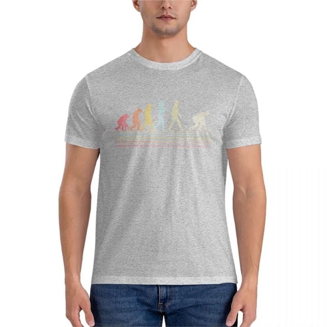 Camiseta esencial vintage divertida de bolos sobre césped, evolución del hombre, tops de talla grande, camisetas para hombre, camiseta extragrande