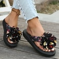 thumbnail image 3 of IUJSOY Summer Flat Slide Sandals for Women Floral Platform Thong Flip Flops Slip on Beach Shoes, 3 of 8