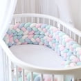 thumbnail image 1 of Almohada de cama trenzada de cuatro hebras con bolas de nudo largo tejidas, tira anticolisión para niños, 1 of 2