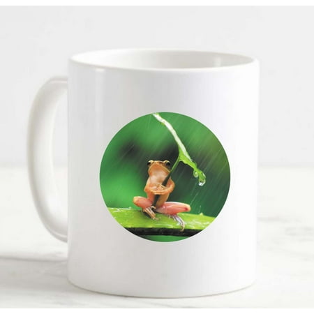 

Coffee Mug Tree Frog in the Rain Pub White Coffee Mug Funny Gifts Cup