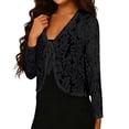 thumbnail image 6 of Purcolt Women's Sheer Lace Embroidery Jacket Dressy Elegant Long Sleeve Open Front Shrug Top Summer Loose Fit Cardigan with Tie for Dress, 6 of 8