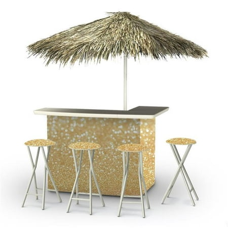 Best of Times 2003W2500P Glitter Me Gold Palapa Portable Bar with 6 ft. Square Umbrella,