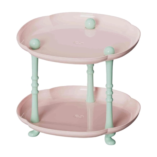 Estante de encimera de 2 niveles con bandeja de valet, soporte para joyas, organizador de tocador para teléfono, almacenamiento para mesa, mesita de Rosa