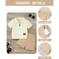 thumbnail image 4 of ZOEREA Toddler Baby Boy Clothes Summer Outfits Short Sleeve Solid Elastic Sweatshirt and Shorts 2 Piece Sweatsuit Set 1-5T, 4 of 6
