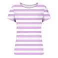 thumbnail image 4 of Striped Shirt for Women Slim Fitted Short Sleeve Crewneck T-Shirts for Woman Causual Ribbed Tee Stretchy, 4 of 5