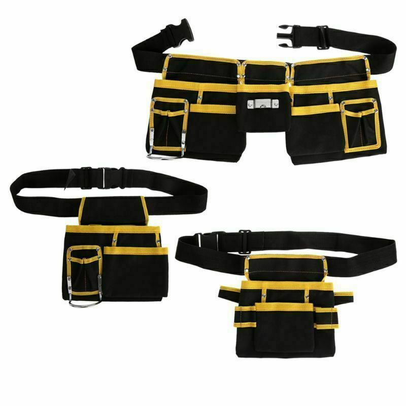 Belt Storage Holder with Pockets Multifunctional Electrician Tool Bag Waist Pocket Pouch Belt Storage Holder Black for Tool Belt Tool Belt Pouch 