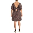 thumbnail image 2 of Terra & Sky Women's Plus Size Puff Sleeve Dress with Tie Back, 2 of 5