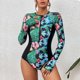 thumbnail image 4 of Traje de baño cómodo con estampado de hojas de vendaje de una sola pieza con protector solar para mujer con estilo informal OAVQHLG3B Store  lin121212, 4 of 4