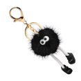 thumbnail image 2 of Llavero de bola de piel artificial lindo mini colgante de pompón esponjoso para bolsos de coche teléfono móvil negro, 2 of 5
