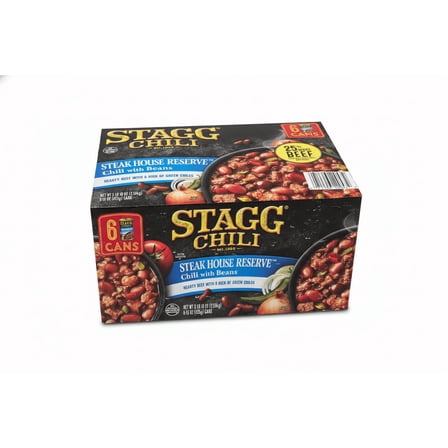 Stagg Steakhouse Reserve Beef Chili with Beans, 15 Oz, 6 Count Cans