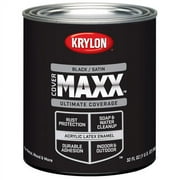 Krylon COVERMAXX Acrylic Latex Enamel, Satin, Black, 1 Quart