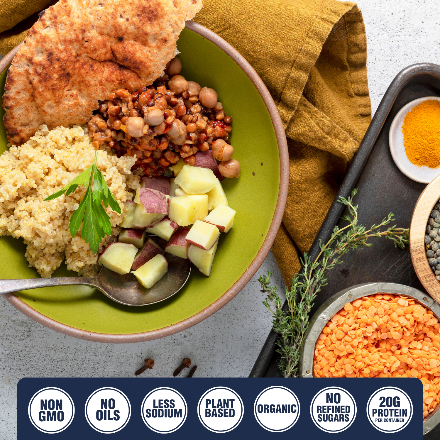 (6 pack) PLANTSTRONG Spiced Lentil Chili - Shelf-Stable, Ready-To-Eat, Protein Packed and a Good Source of Fiber