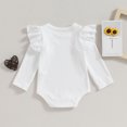 thumbnail image 4 of Okbabeha Baby Girl Clothes Outfits Basic Ruffle Long Sleeve Ribbed Knit Onesie Romper Bodysuit Tops Newborn Fall Winter Clothes, 4 of 7