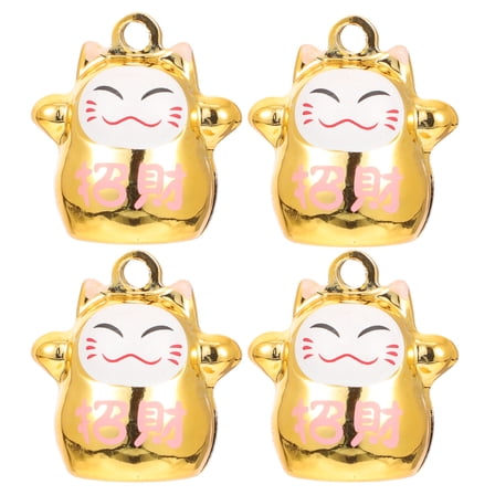 Pretyzoom 4Pcs Dog Collar Charm Luck Cat Bell Copper Alloy Random Style Bag Ornament for DIY Accessory