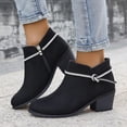 thumbnail image 7 of Taqqpue Women's Boots, Women's Fashionable And Casual Versatile Cool Solid Color Heel Rhinestone Eye-Catching Fall And Winter Style Comfortable Low Heel Thick Heel Short Boots for Women, 7 of 7