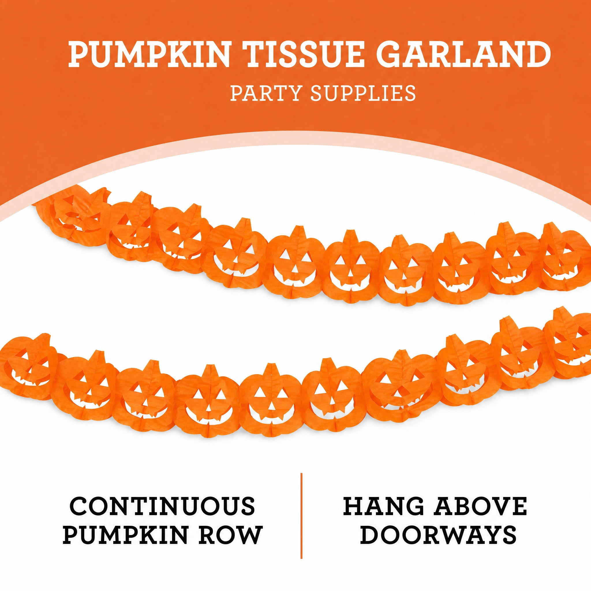 Pumpkin Tissue Garland, Orange, 8', Halloween by Way To Celebrate