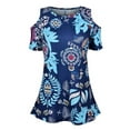 thumbnail image 4 of GORHGORH Women Casual Paisley Floral Print Off-The-Shoulder Short Sleeve Blouse Tee Shirt Top, 4 of 5