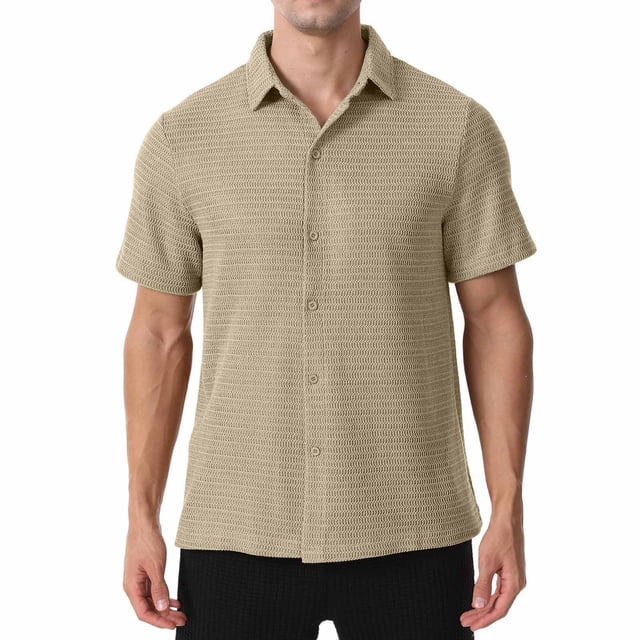 pstuiky camisetas de hombre, Cárdigan de verano de color liso para hombre, camisa informal holgada de manga corta con bolsillo y solapa de manga corta para hombre. ropa de hombre xxl