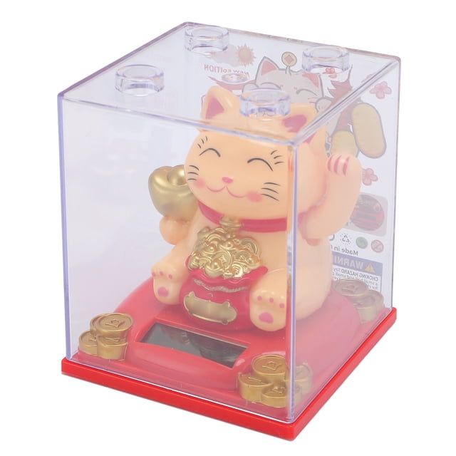 Solar Lucky Cat, Vibrant and Cheerful Design Plastic 3.62x3.15x3.15in for Solar Energy Sensor Home Office Car Restaurant Hotel Cafe