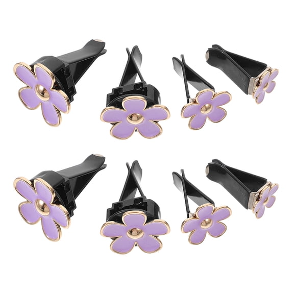 OUNONA 8Pcs Purple Alloy Daisy Car Air Freshener Clips Elegant Air Conditioning Vent Decor