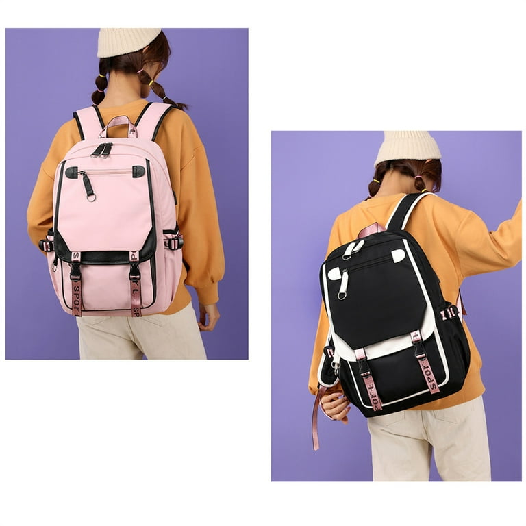 Girls Backpack USB Charge Teenager Travel Casual School Bags Backpack Gift Children Black