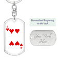 thumbnail image 2 of 4 of Hearts Gambler Stainless Steel or 18k Gold Premium Swivel Dog Tag Keychain, 2 of 16