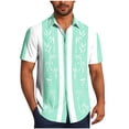 thumbnail image 2 of Nmnitkp Men's Short Sleeve Button Down Shirt, Bamboo Print Casual Collared Top, Lightweight Summer Vacation Relaxed Fit Shirt for Men Mint Green,S, 2 of 6