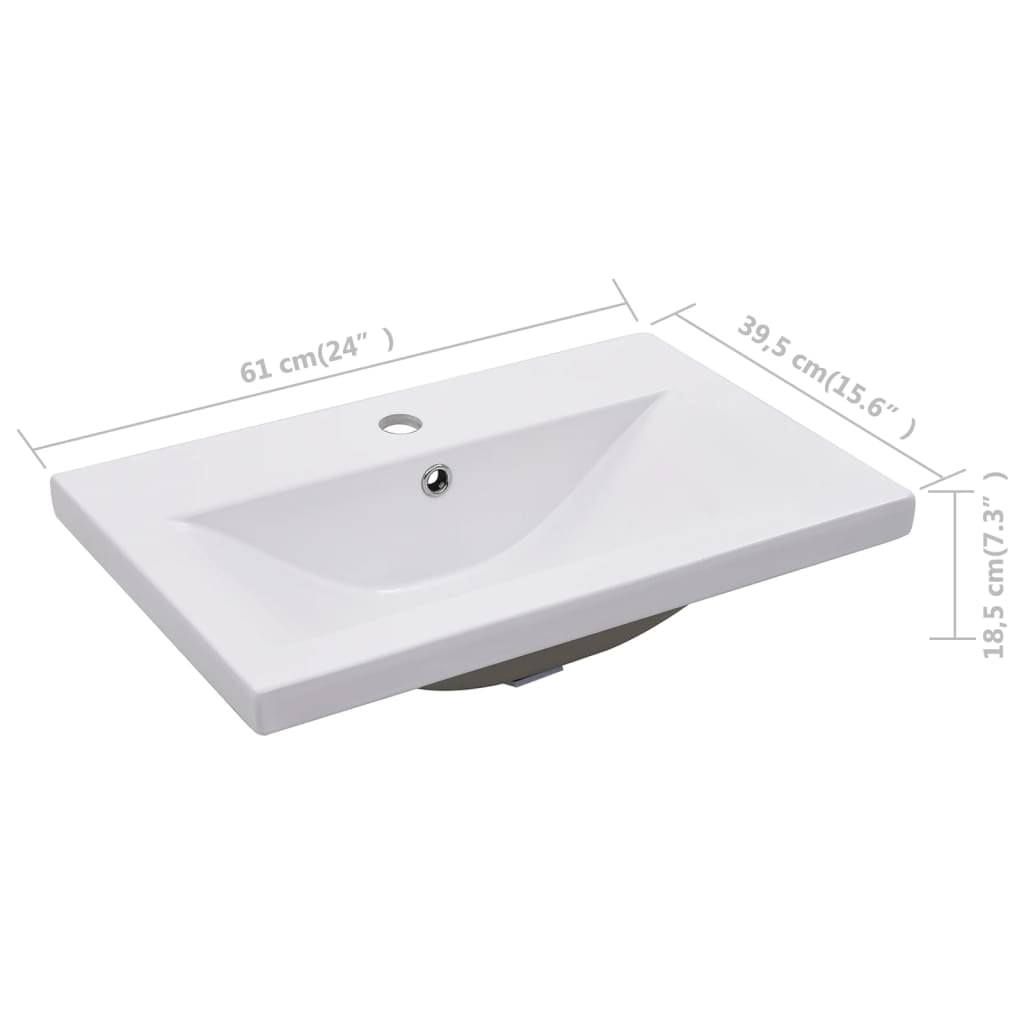 vidaXL Wash Basin Built-in Sink Vanity Sink Bathroom Basin Bath Sink Ceramic
