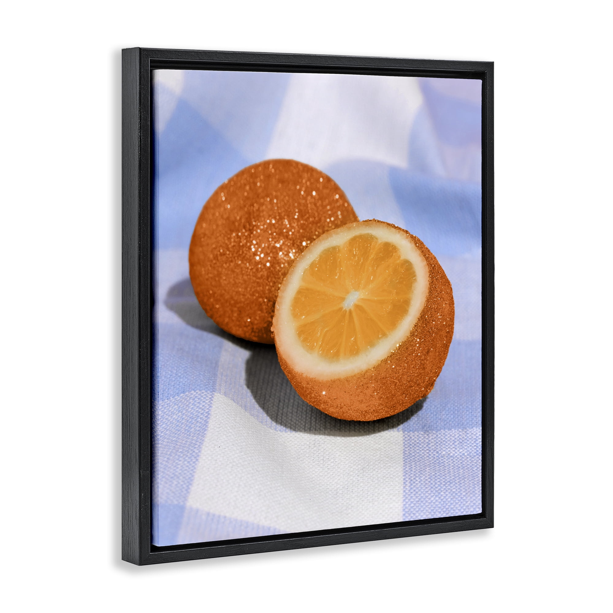 Stupell Industries Glimmer Orange on Blue Black Framed Floater Canvas Wall Art, design by LISH Creative