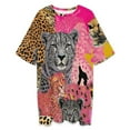thumbnail image 3 of Pink Cheetah Collage Vibrant Wildcats Sleepshirts For Sleeping Travels Loose Sleepdress Pajama Dress Soft Nightdress Sleepwear, 3 of 7