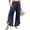 01 Navy, variant on Women's Ruffle Hem Wide Leg Linen Pants, Dressy Smocked High Waisted Summer Loose Lounge Beach Trousers with Pockets