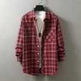 thumbnail image 2 of Baqcunre Graphic Tees Men Men'S Plaid Long Sleeved Shirt Trendy Brand Fashionable Loose Lapel Colored Woven Shirt For Men Long Sleeve Shirts For Men Tops For Men Red M, 2 of 4