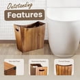 thumbnail image 3 of 3 Gallons Rectangular Wastebaskets Acacia Wood Waste Basket With Handles Small Trash Can For Bathroom Brown Garbage Bin For Spa Decorative Kitchen Under Counter Living Room Office, 3 of 7