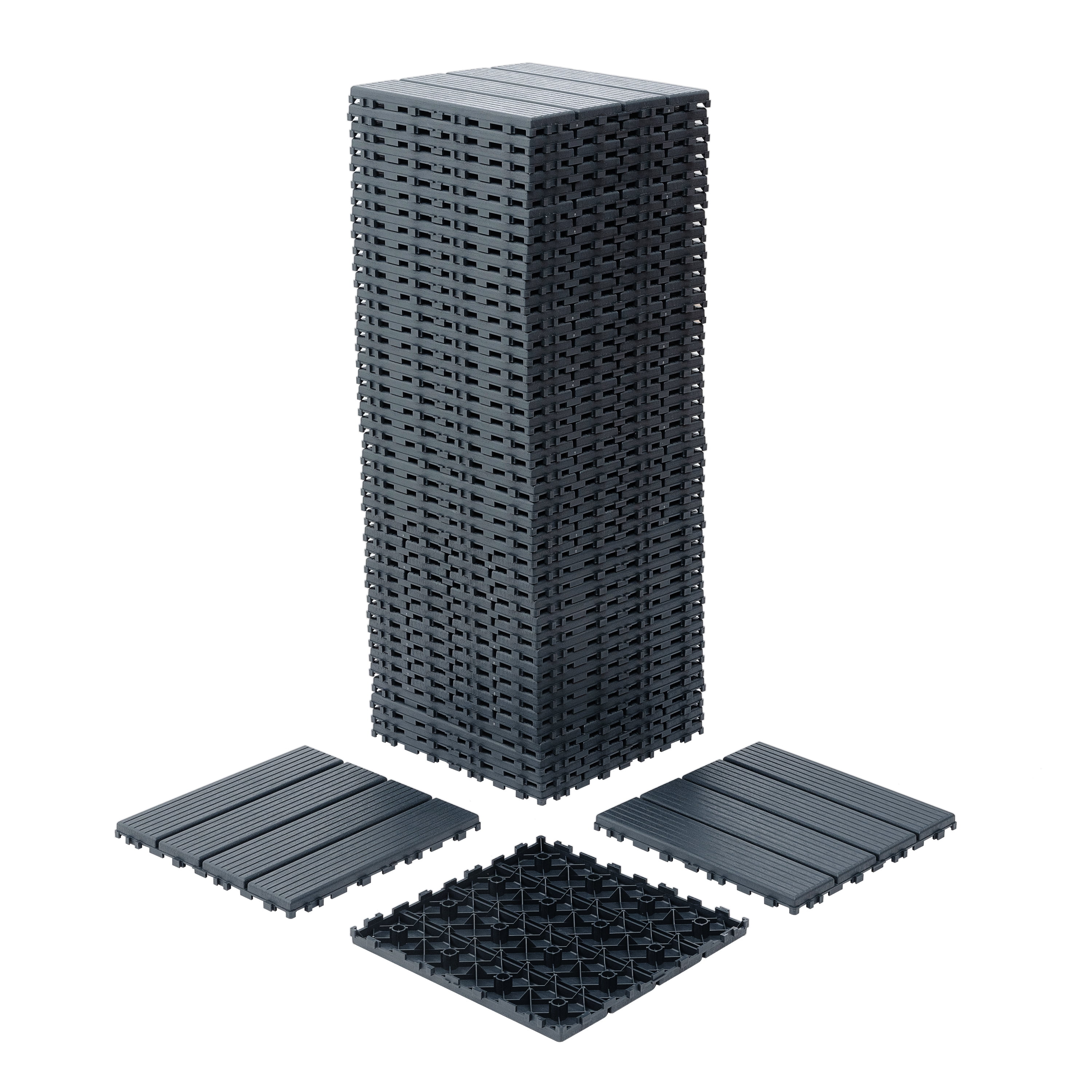 Deck Tiles 44 Pack 12"x12" Waterproof All-Weather Outdoor Floor Tiles, PP Material Patio Decking Tiles for Poolside Balcony Backyard Garden Porch