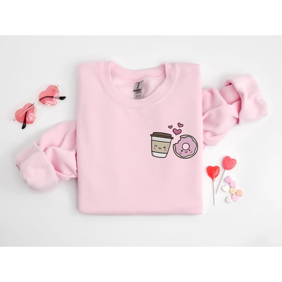 Embroidered Coffee Donut Valentines Day Shirt,Valentines Day Shirts For, Latte Valentine Shirt, Valentines Day, Valentines Coffee Donut Tee