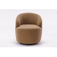 thumbnail image 3 of Swivel Barrel Chair, Modern Teddy Fabric Upholstered Accent Chair Armchair Lounge Chair with Metal Base, Comfy Single Sofa Chair with 360 Degree Swiveling for Living Room/Bedroom, Coffee Brown, 3 of 7