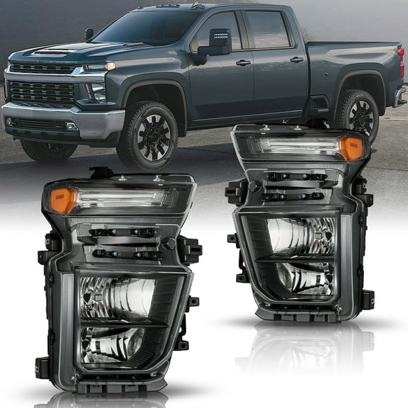 Pair Halogen Headlights For 2020-2023 Chevy Silverado 2500HD 3500HD Headlamp L&R