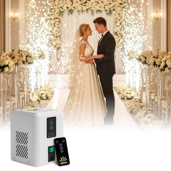 1pc 350W Mini Cold Spark Machine with 10×50g Consumables, 2-3.5m Effect Portable & Auto Safety Cutoff FX Device for Stage Wedding Event Special Effects(White)