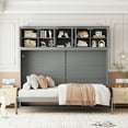 thumbnail image 3 of Newest Queen Size Murphy Bed Wall Bed with Top Cabinets,Gray, 3 of 6