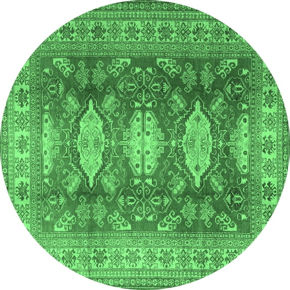 Ahgly Company Indoor Round Persian Emerald Green Traditional Area Rugs, 4' Round