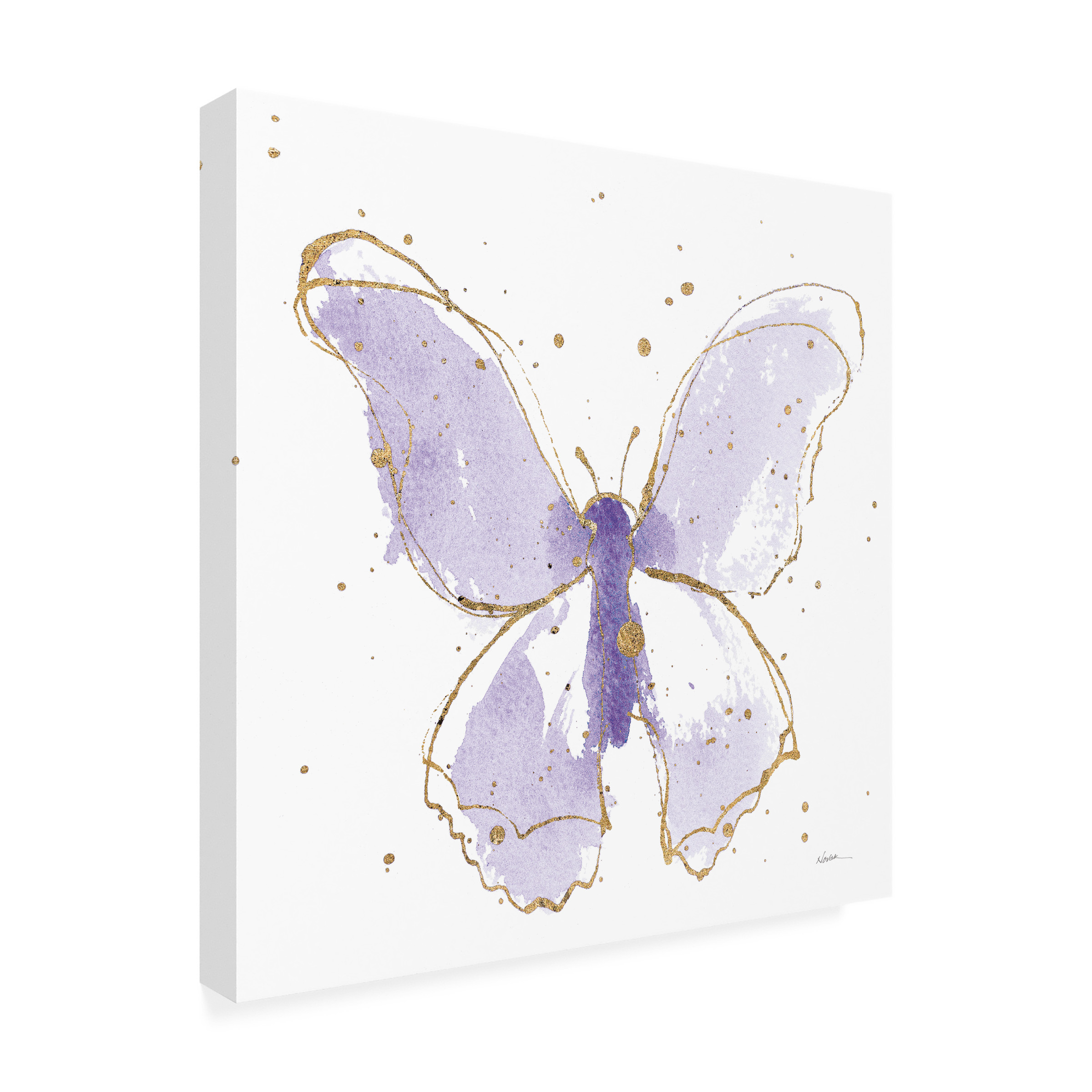 Shirley Novak 'Gilded Butterflies Ii Lavender' Canvas Art