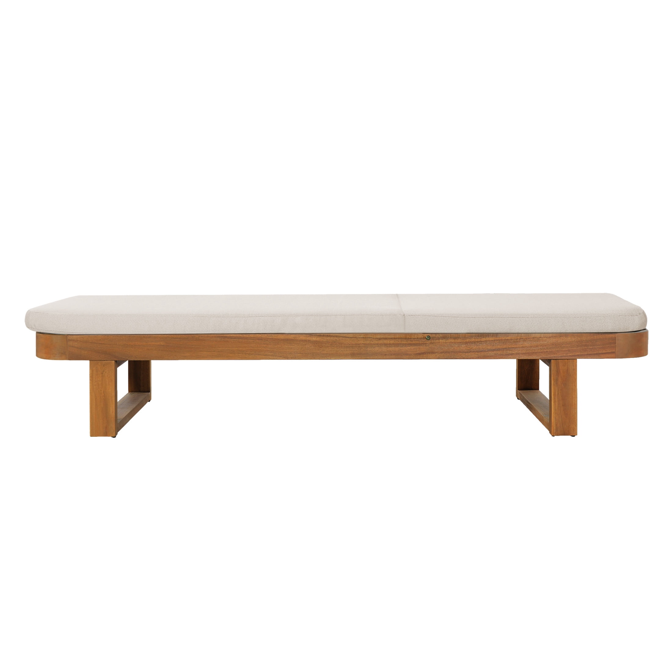 Christopher Knight Home 77" Coastal Outdoor Acacia Wood Adjustable Chaise Lounge, Sand Cushion, Set of 4