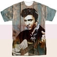 thumbnail image 2 of Elvis Presley Woodgrain (Front/Back Print) Sublimated Crew T-Shirt White, 2 of 4