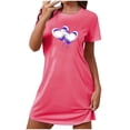 thumbnail image 4 of Sakmal Love Womens Moomoo Nightgowns Valentines Short Sleeve Cute Pajama Sleep Dress Short Heart Print Nightgowns for Women S, 4 of 5