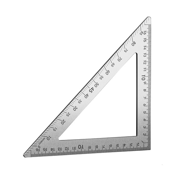 Stainless Steel Carpenter Square Triangular Ruler Clear Double Side Scale for Accurate Measurement