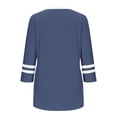 thumbnail image 4 of Women's Trendy Tops 3/4 Sleeve Colorblock Spring Summer Tshirts Crewneck Pleated Front Casual Tunic Tees (L, Navy), 4 of 5